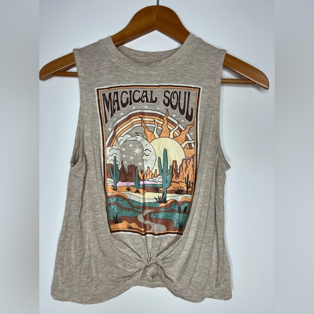 Boho shirt cactus and moon women size small